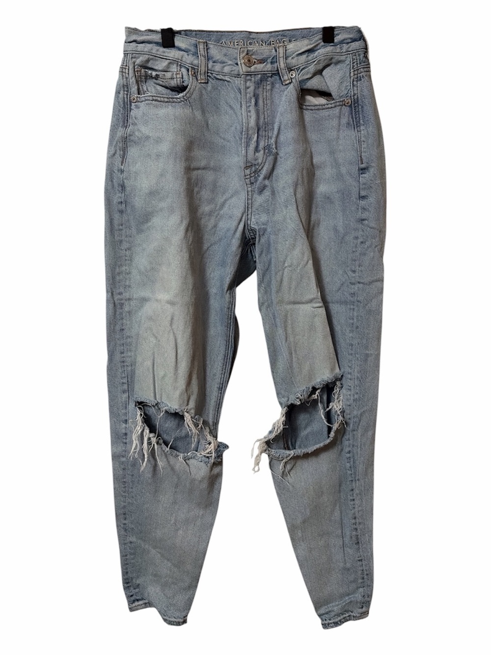 American Eagle Outfitters Light Blue Denim Distressed Relaxed Mom Jeans